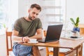 Stressful man working on laptop Royalty Free Stock Photo