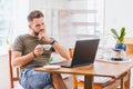 Stressful man working on laptop Royalty Free Stock Photo