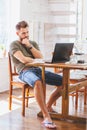 Stressful man working on laptop Royalty Free Stock Photo