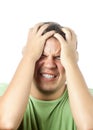 Young man having very strong pain isolated Royalty Free Stock Photo