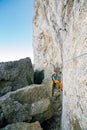 Man passing along via ferrata Royalty Free Stock Photo