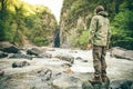 Young Man hiking outdoor Lifestyle Travel