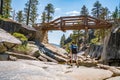 Young man hiking in the Yosemite National park. Exploring the valley Royalty Free Stock Photo