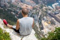 Young man on a hill above Monaco, contemplating the view Royalty Free Stock Photo