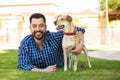 Young man and his dog friend Royalty Free Stock Photo