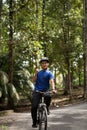 Young man on his mountain bike at the forest Royalty Free Stock Photo