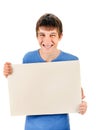 Young Man hold Blank Board Royalty Free Stock Photo