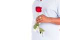 Young man hold rose flower Royalty Free Stock Photo