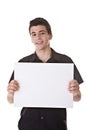 Young Man Holding a Blank Board Royalty Free Stock Photo