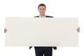 Young man holding blank sheet Royalty Free Stock Photo