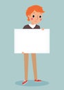 Young man holding blank sign Royalty Free Stock Photo