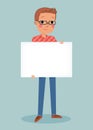 Young man holding blank sign Royalty Free Stock Photo