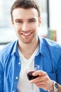 Man having glass of wine Royalty Free Stock Photo