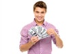 Young man holding money Royalty Free Stock Photo