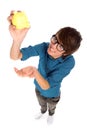 Young man holding piggy bank Royalty Free Stock Photo