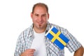 Young man holding swedish flag Royalty Free Stock Photo