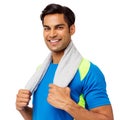 Young Man Holding Towel Around Neck