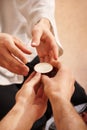 A young man holds a Chinese tea ceremony Royalty Free Stock Photo