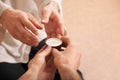 Young man holds a Chinese tea ceremony Royalty Free Stock Photo