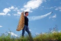 A young man holds the wing ribs. Royalty Free Stock Photo