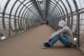 A young man in a hoodie hip-hop Royalty Free Stock Photo