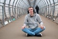 A young man in a hoodie hip-hop Royalty Free Stock Photo