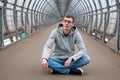 A young man in a hoodie hip-hop Royalty Free Stock Photo