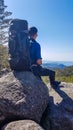 Norway - A young man and a big hiking backpack Royalty Free Stock Photo