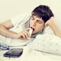 Young Man with Inhaler Royalty Free Stock Photo