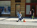 The young man juggling in the street. Prague,