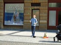 The young man juggling in the street. Prague,