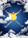 Young man jump and sky Royalty Free Stock Photo