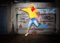 Young man jumping, grunge Royalty Free Stock Photo