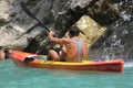 Young Man Kayaking in the River Royalty Free Stock Photo