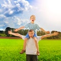 Young Man and Kid outdoor Royalty Free Stock Photo