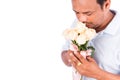 Young man kiss rose Royalty Free Stock Photo