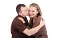 Young man kissing his smiling girlfriend Royalty Free Stock Photo