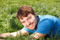 Young Man Laying In Grass Royalty Free Stock Photo