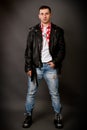 Young man in a leather jacket Royalty Free Stock Photo