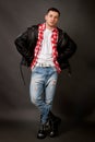 Young man in a leather jacket Royalty Free Stock Photo