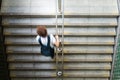 Young man leaving the train station Royalty Free Stock Photo