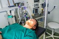 Young man lies on the operating table Royalty Free Stock Photo