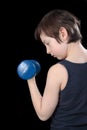 Young man lifting weights