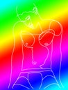 Young man linedrawing with rainbow colors 2/3