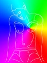 Young man linedrawing with rainbow colors 2/3 Royalty Free Stock Photo