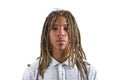 Young black man with dreadlocks looking seriously Royalty Free Stock Photo