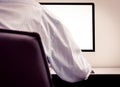 Young man looking at empty computer screen Royalty Free Stock Photo