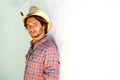 Young man looking serious in cowboy hat