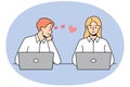 Man in love look at female colleague Royalty Free Stock Photo