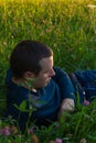 Young Man Lying in Grass Royalty Free Stock Photo